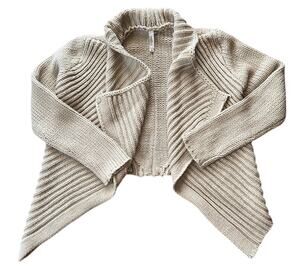 Milla Asymmetrical Creamy Almond Cardigan Sweater Medium
